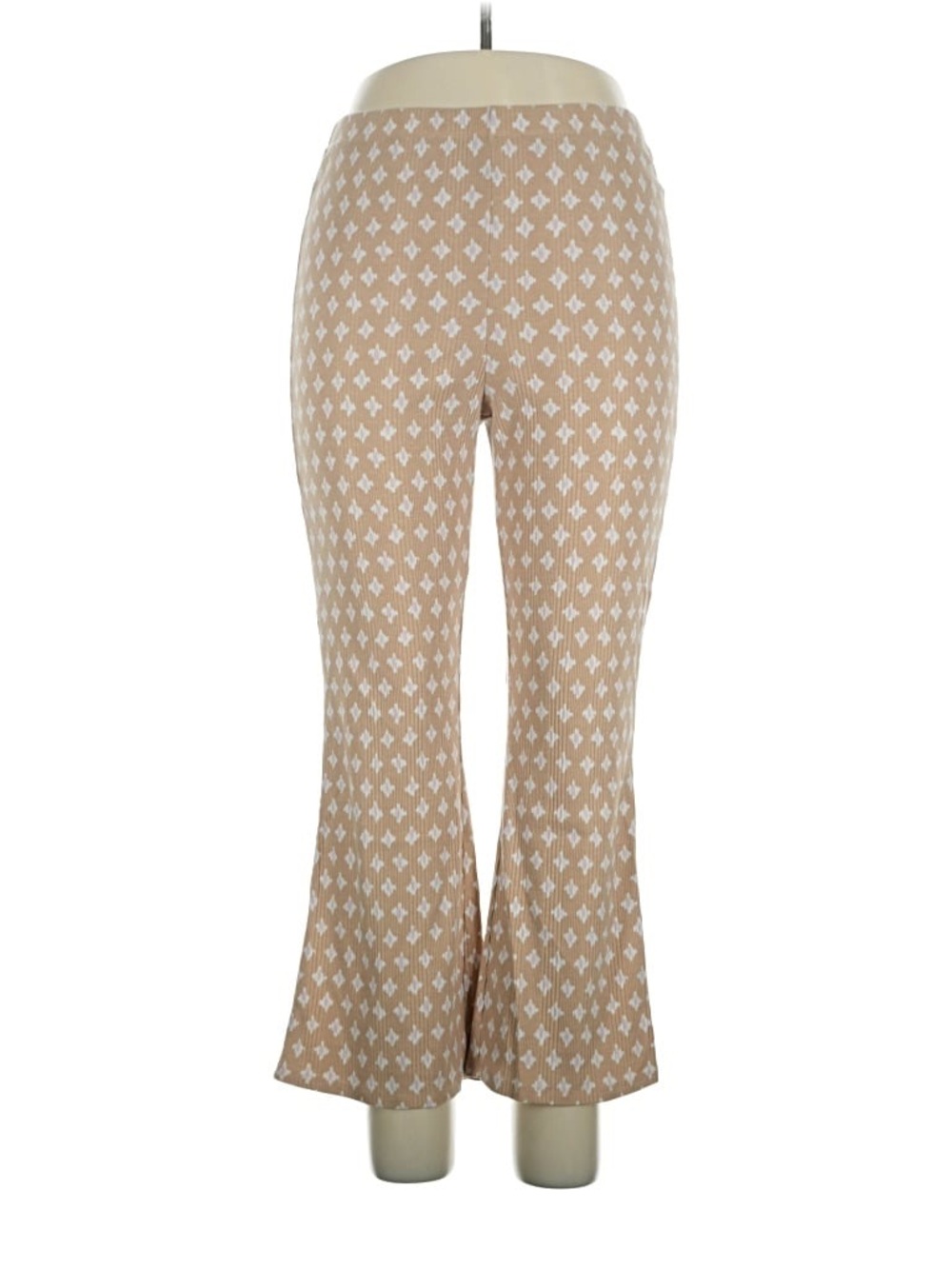aerie Beige and White Patterned Knit Flare Pants